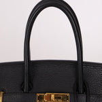 Hermès 2004 Noir Clemence Birkin 35 Retourne GHW - FashioNica