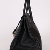 Hermès 2004 Noir Clemence Birkin 35 Retourne GHW - FashioNica