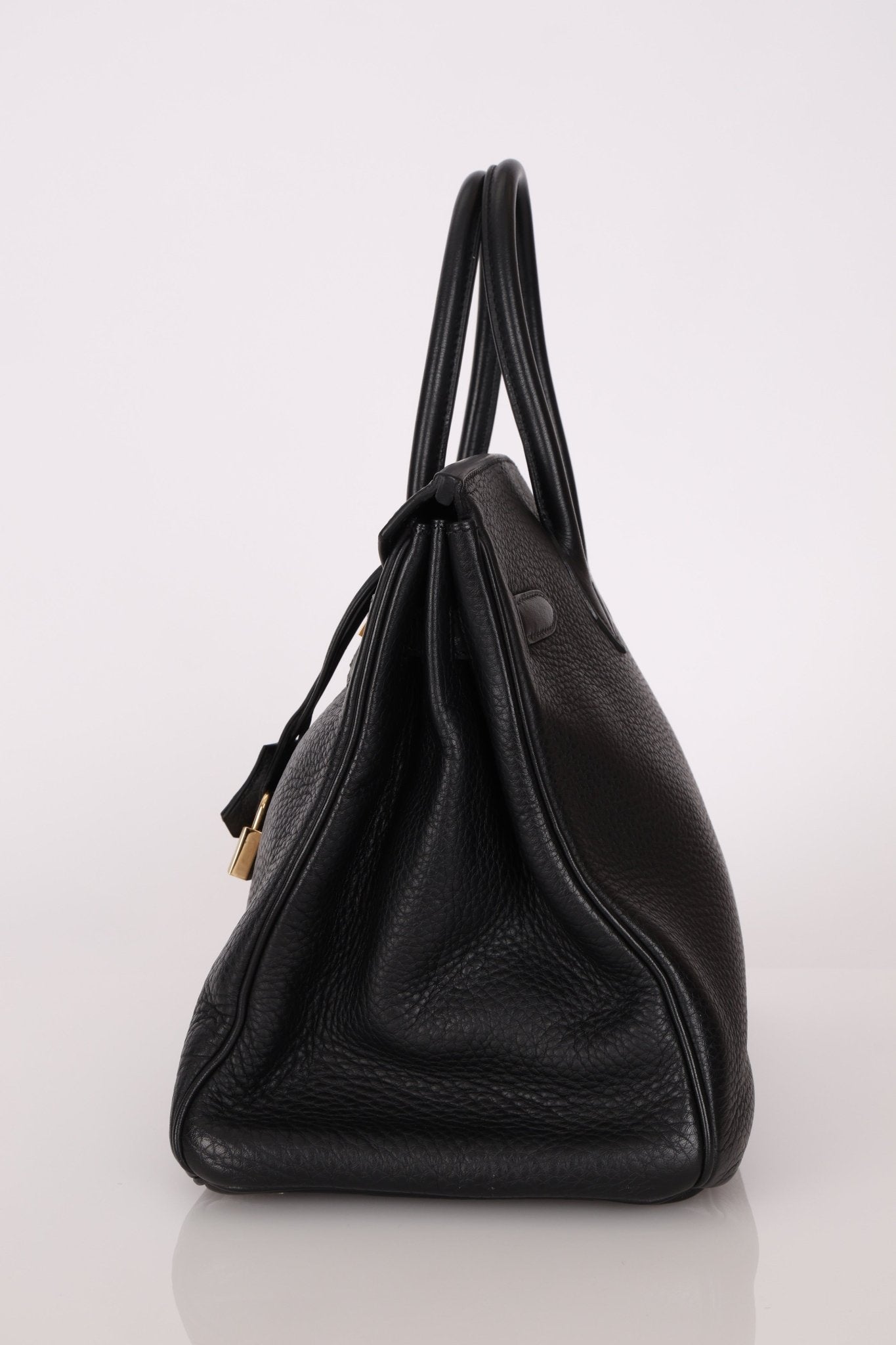 Hermès 2004 Noir Clemence Birkin 35 Retourne GHW - FashioNica