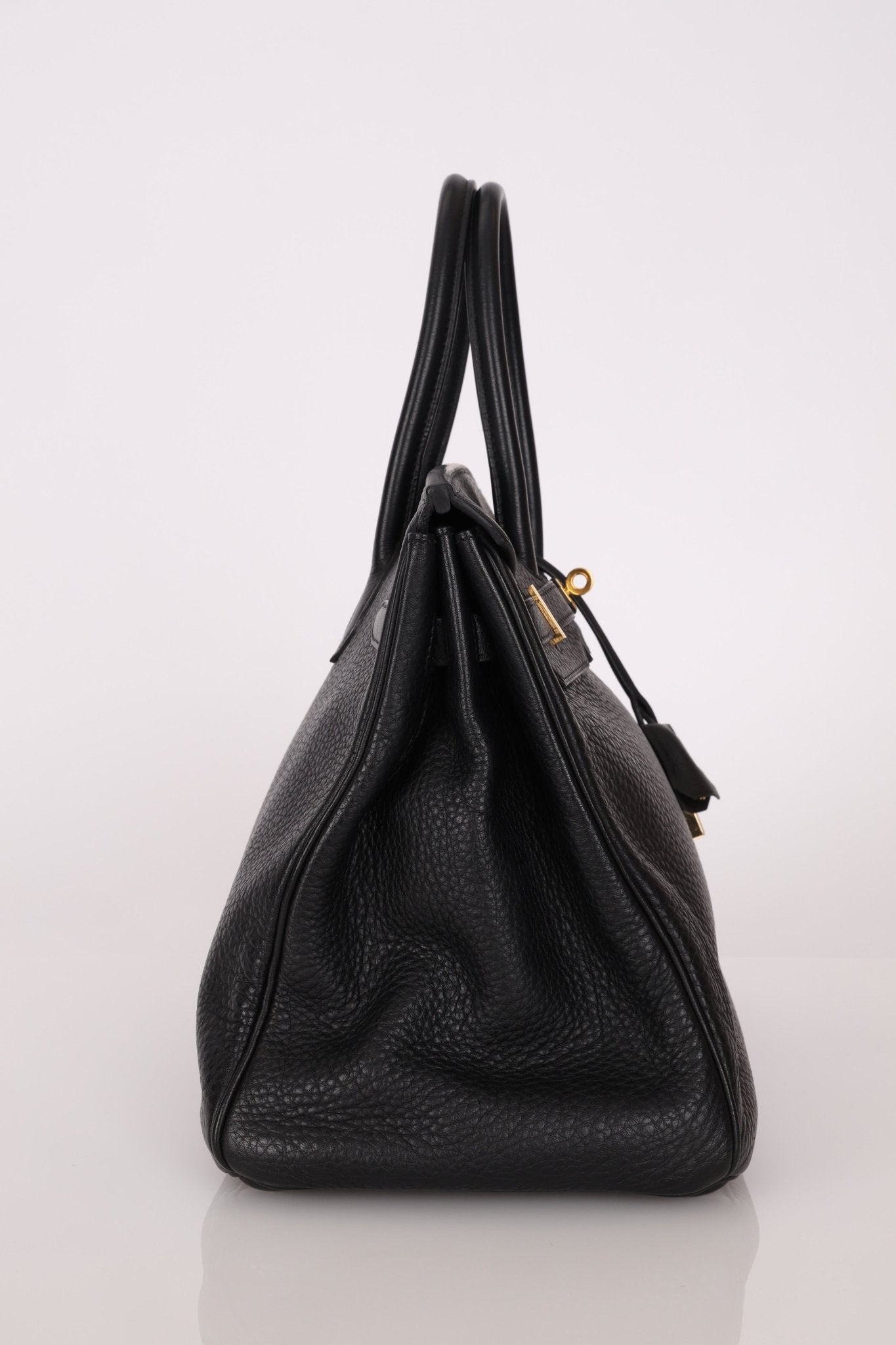 Hermès 2004 Noir Clemence Birkin 35 Retourne GHW - FashioNica