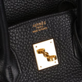 Hermès 2004 Noir Clemence Birkin 35 Retourne GHW - FashioNica