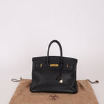 Hermès 2004 Noir Clemence Birkin 35 Retourne GHW - FashioNica