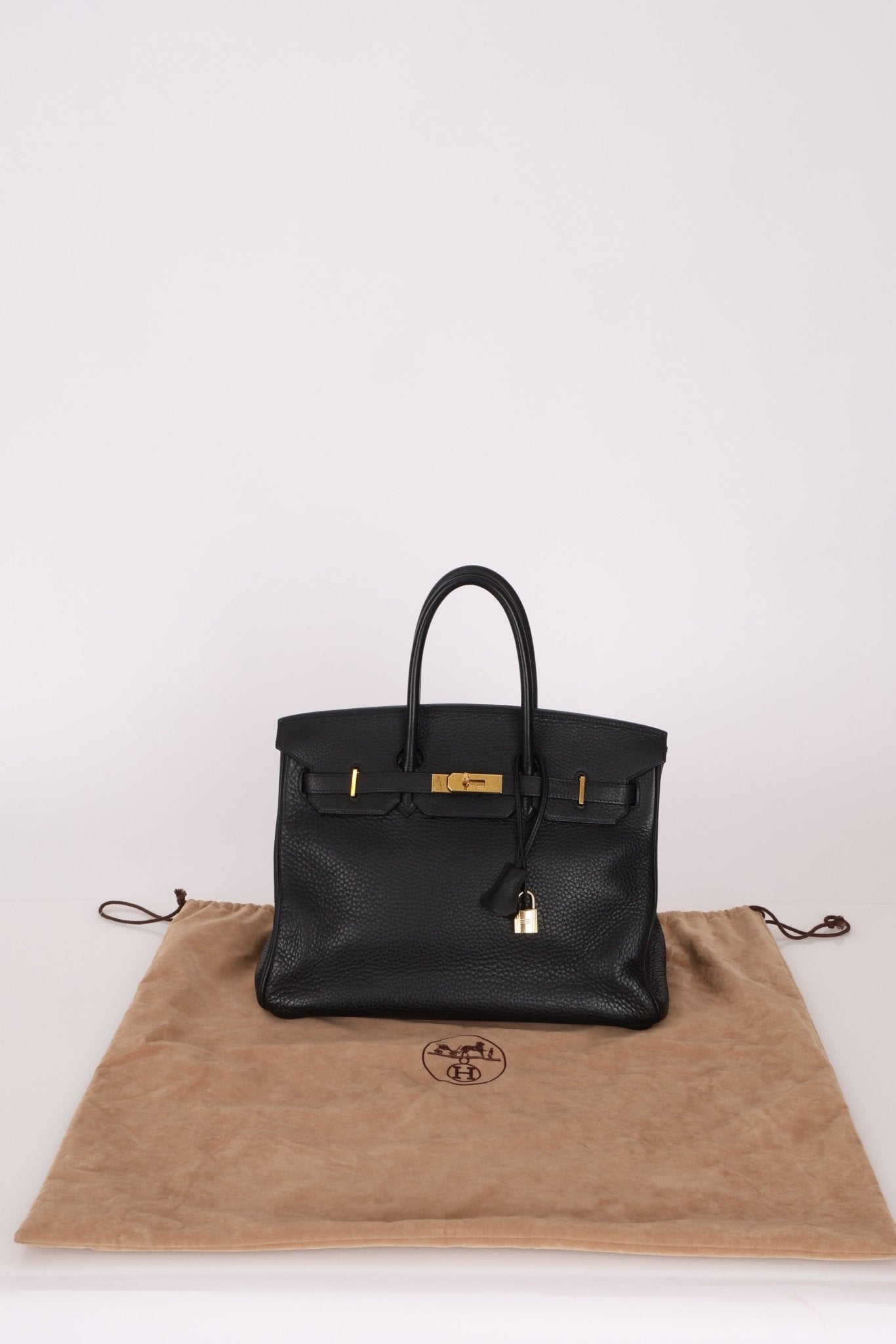 Hermès 2004 Noir Clemence Birkin 35 Retourne GHW - FashioNica