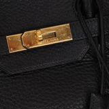 Hermès 2004 Noir Clemence Birkin 35 Retourne GHW - FashioNica