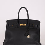Hermès 2004 Noir Clemence Birkin 35 Retourne GHW - FashioNica