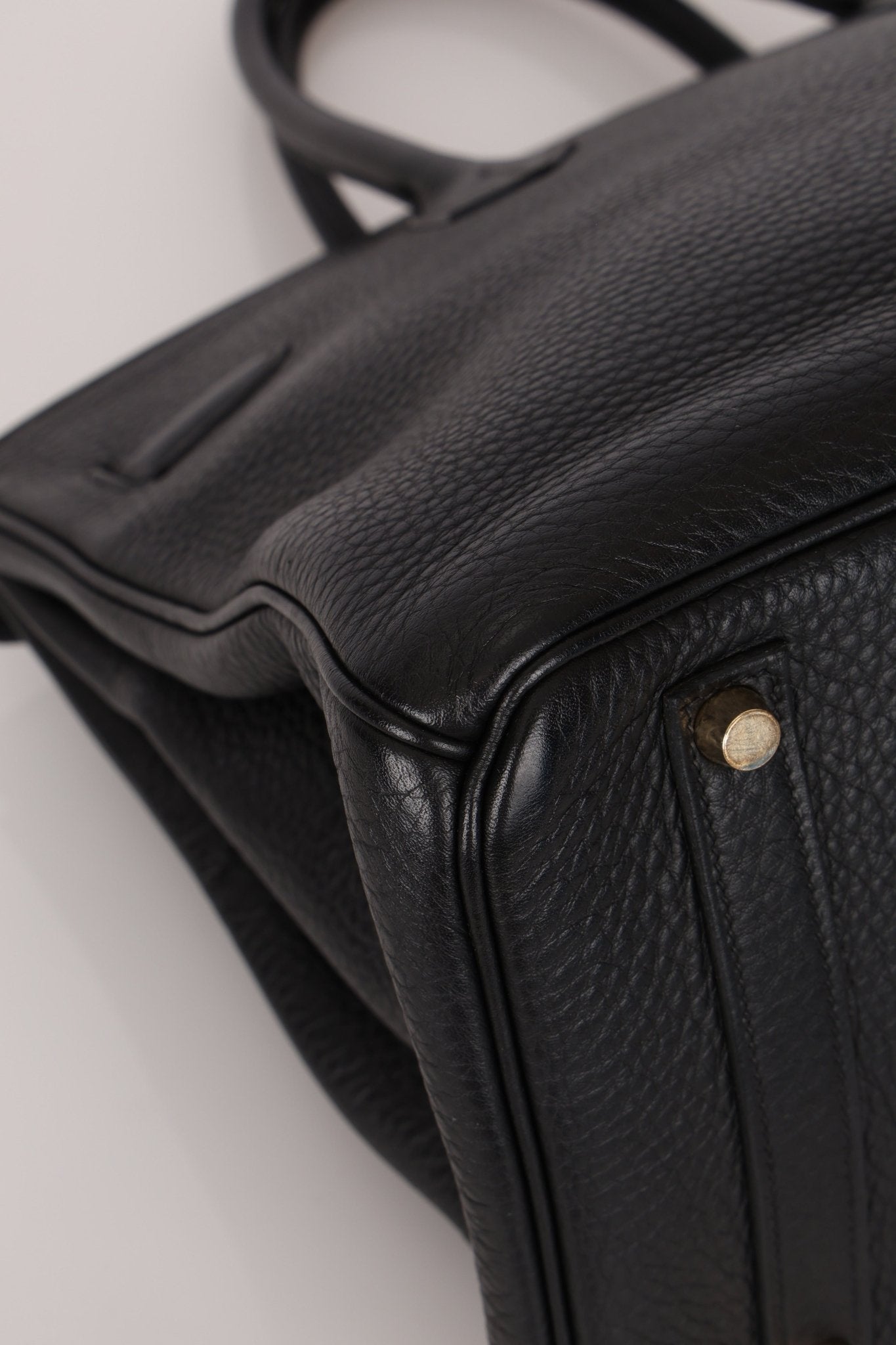 Hermès 2004 Noir Clemence Birkin 35 Retourne GHW - FashioNica