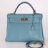 Hermès 2005 Bleu Jean Epsom Retourne Kelly 32 GHW - FashioNica