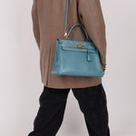 Hermès 2005 Bleu Jean Epsom Retourne Kelly 32 GHW - FashioNica