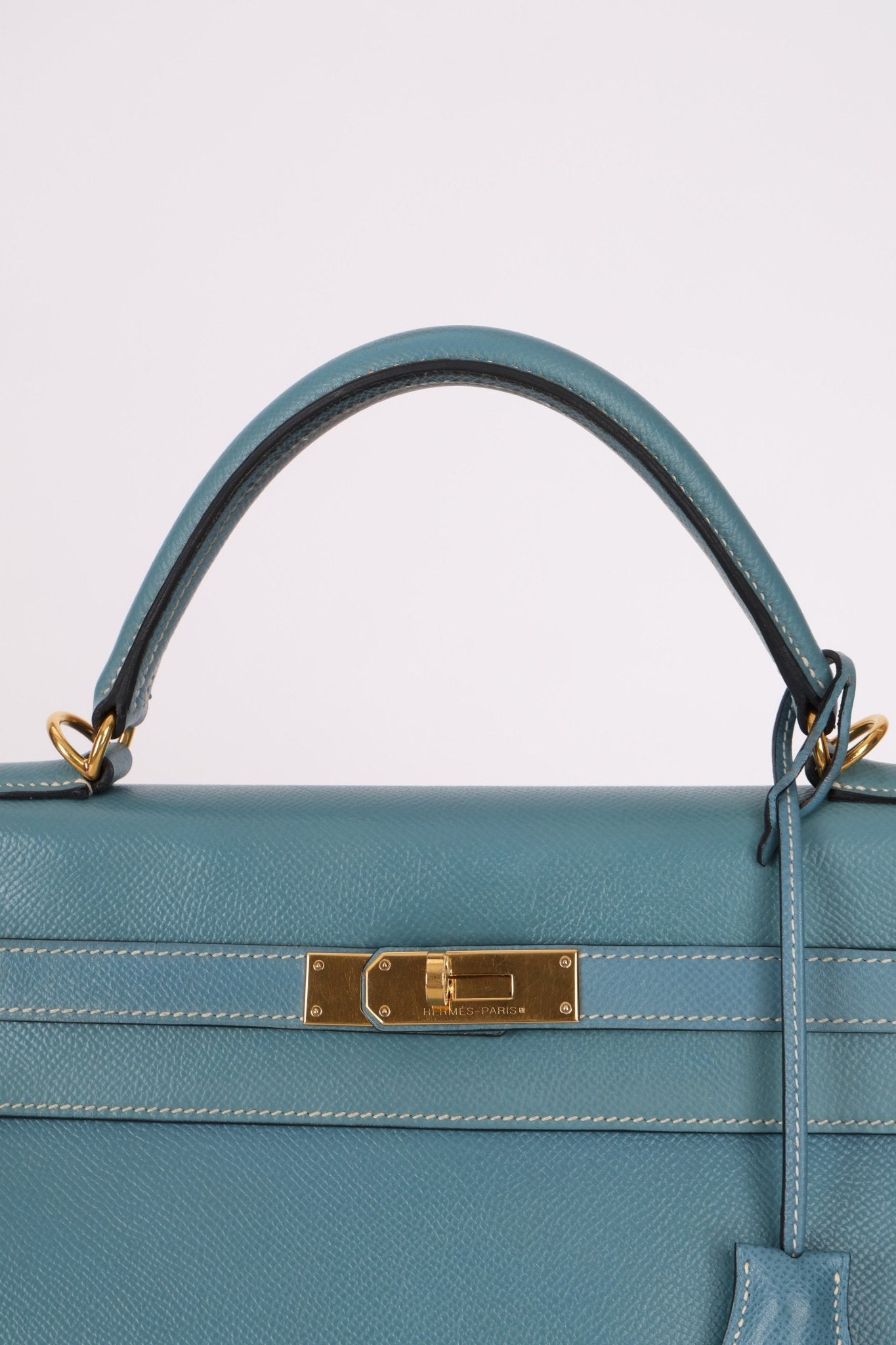 Hermès 2005 Bleu Jean Epsom Retourne Kelly 32 GHW - FashioNica