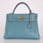 Hermès 2005 Bleu Jean Epsom Retourne Kelly 32 GHW - FashioNica