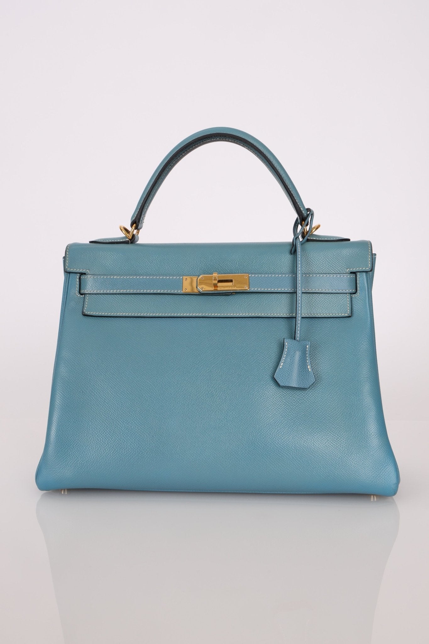 Hermès 2005 Bleu Jean Epsom Retourne Kelly 32 GHW - FashioNica