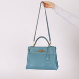 Hermès 2005 Bleu Jean Epsom Retourne Kelly 32 GHW - FashioNica