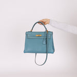 Hermès 2005 Bleu Jean Epsom Retourne Kelly 32 GHW - FashioNica