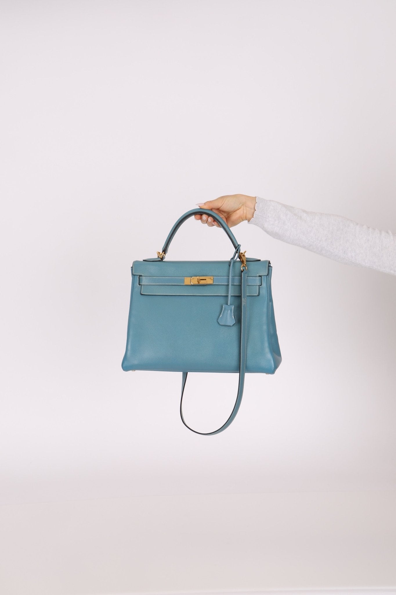 Hermès 2005 Bleu Jean Epsom Retourne Kelly 32 GHW - FashioNica