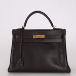 Hermès 2005 Chocolate Epsom Retourne Kelly 32 GHW - FashioNica