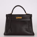 Hermès 2005 Chocolate Epsom Retourne Kelly 32 GHW - FashioNica