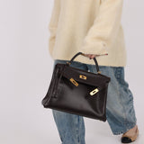 Hermès 2005 Chocolate Epsom Retourne Kelly 32 GHW - FashioNica