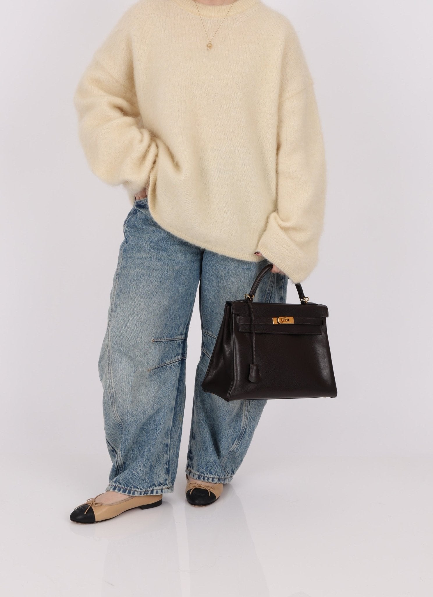 Hermès 2005 Chocolate Epsom Retourne Kelly 32 GHW - FashioNica