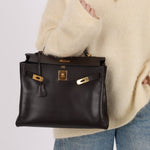 Hermès 2005 Chocolate Epsom Retourne Kelly 32 GHW - FashioNica