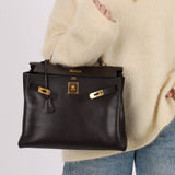Hermès 2005 Chocolate Epsom Retourne Kelly 32 GHW - FashioNica