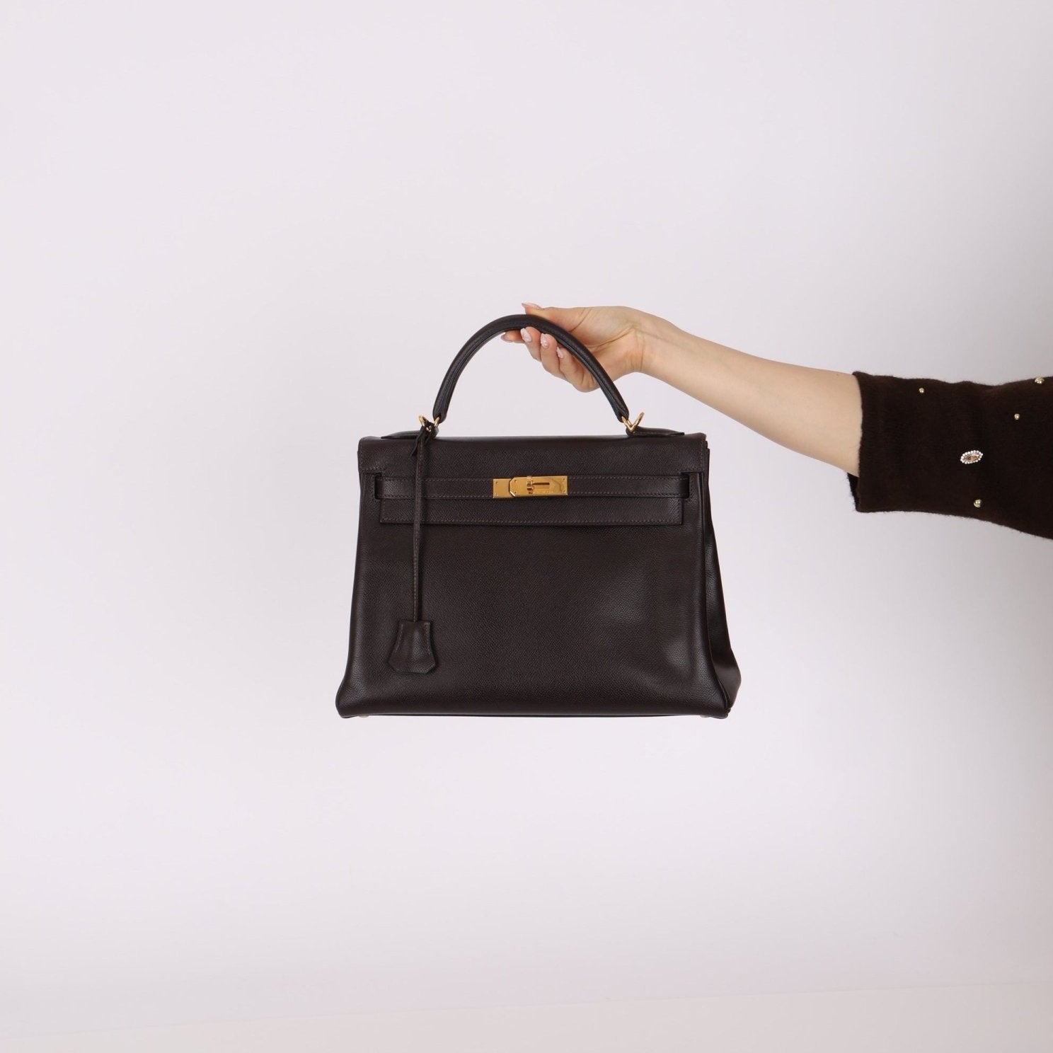 Hermès 2005 Chocolate Epsom Retourne Kelly 32 GHW - FashioNica