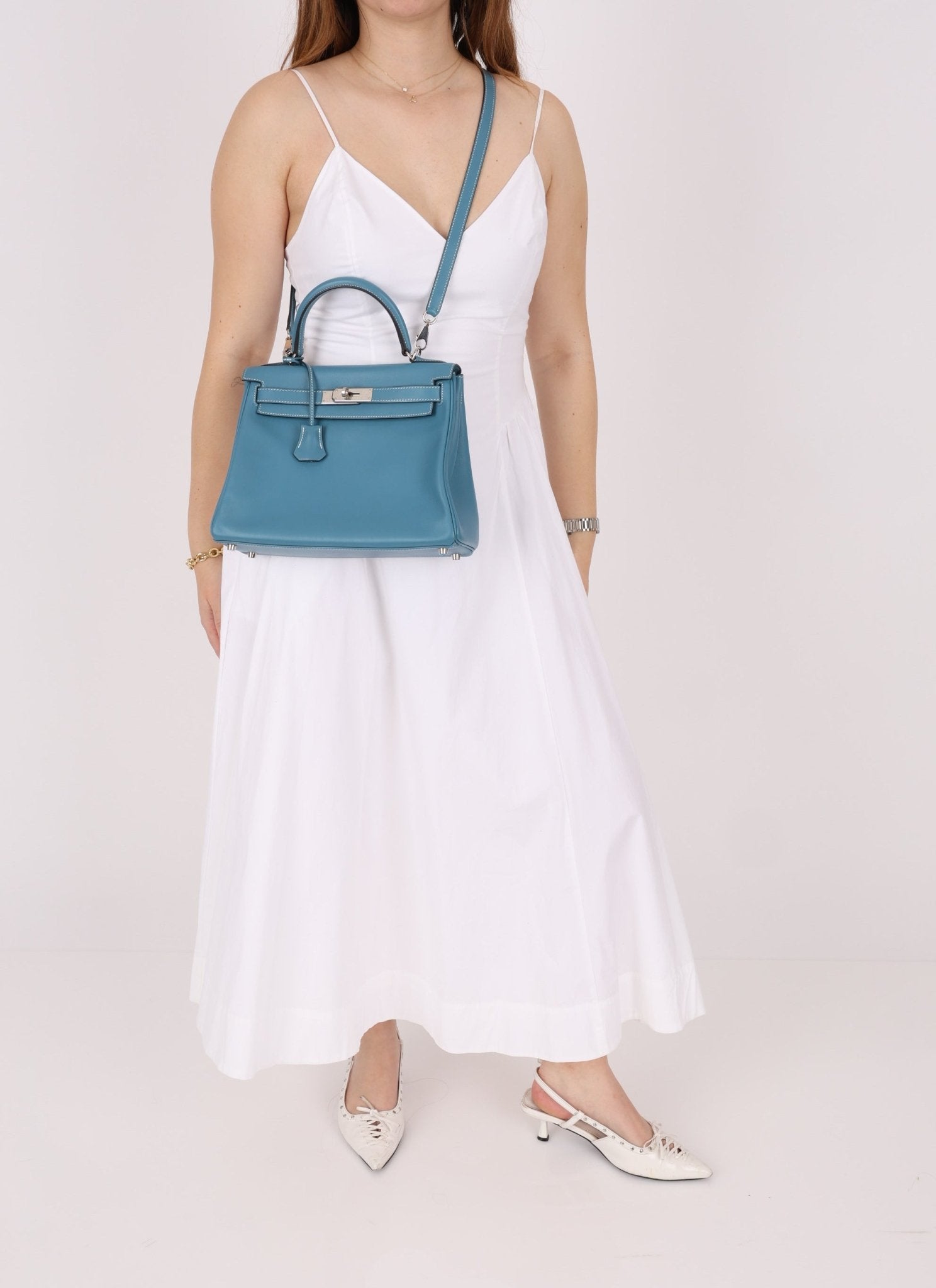 Hermès 2006 Bleu Jean Swift Retourne Kelly 28 PHW - FashioNica