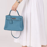 Hermès 2006 Bleu Jean Swift Retourne Kelly 28 PHW - FashioNica