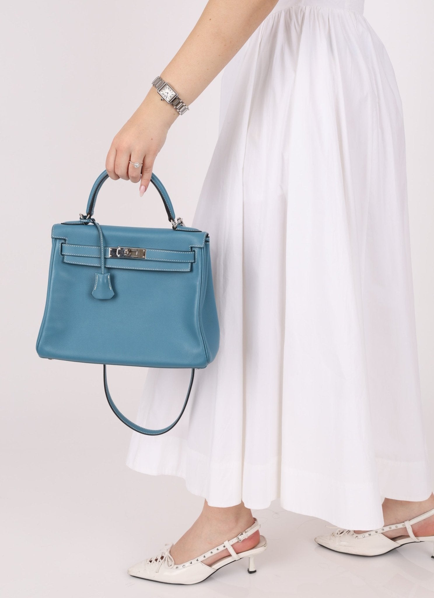 Hermès 2006 Bleu Jean Swift Retourne Kelly 28 PHW - FashioNica