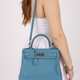 Hermès 2006 Bleu Jean Swift Retourne Kelly 28 PHW - FashioNica