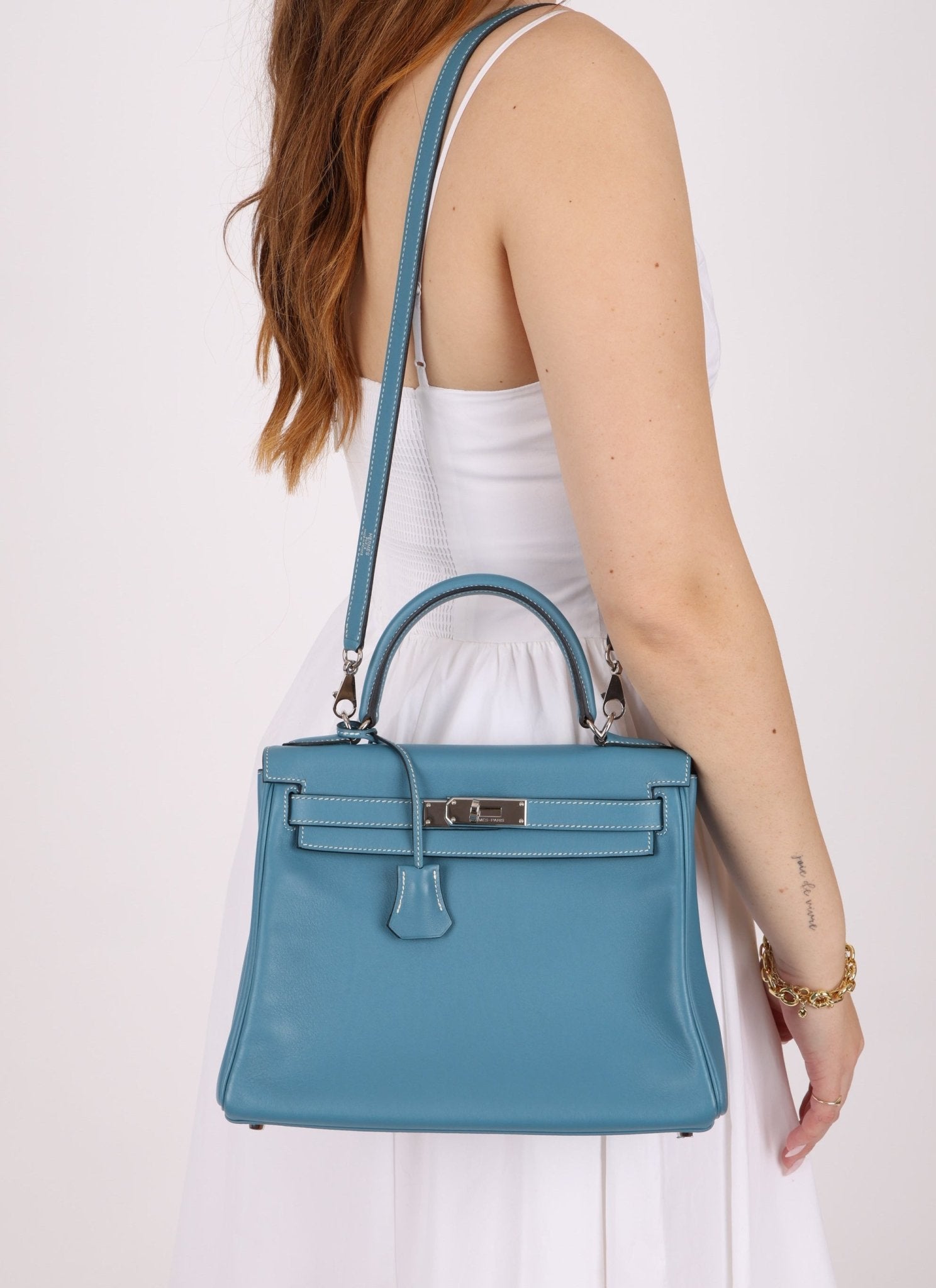 Hermès 2006 Bleu Jean Swift Retourne Kelly 28 PHW - FashioNica