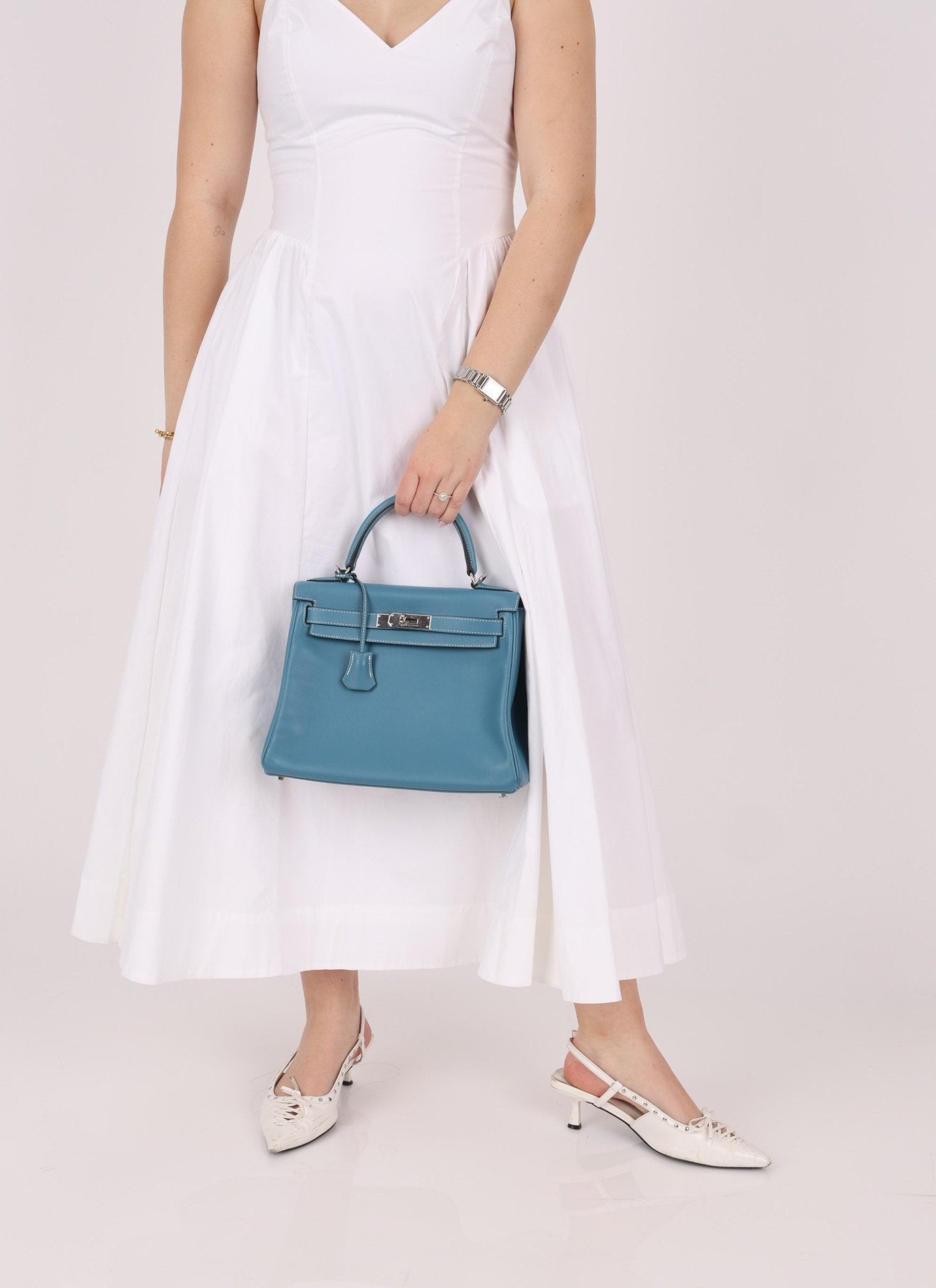 Hermès 2006 Bleu Jean Swift Retourne Kelly 28 PHW - FashioNica