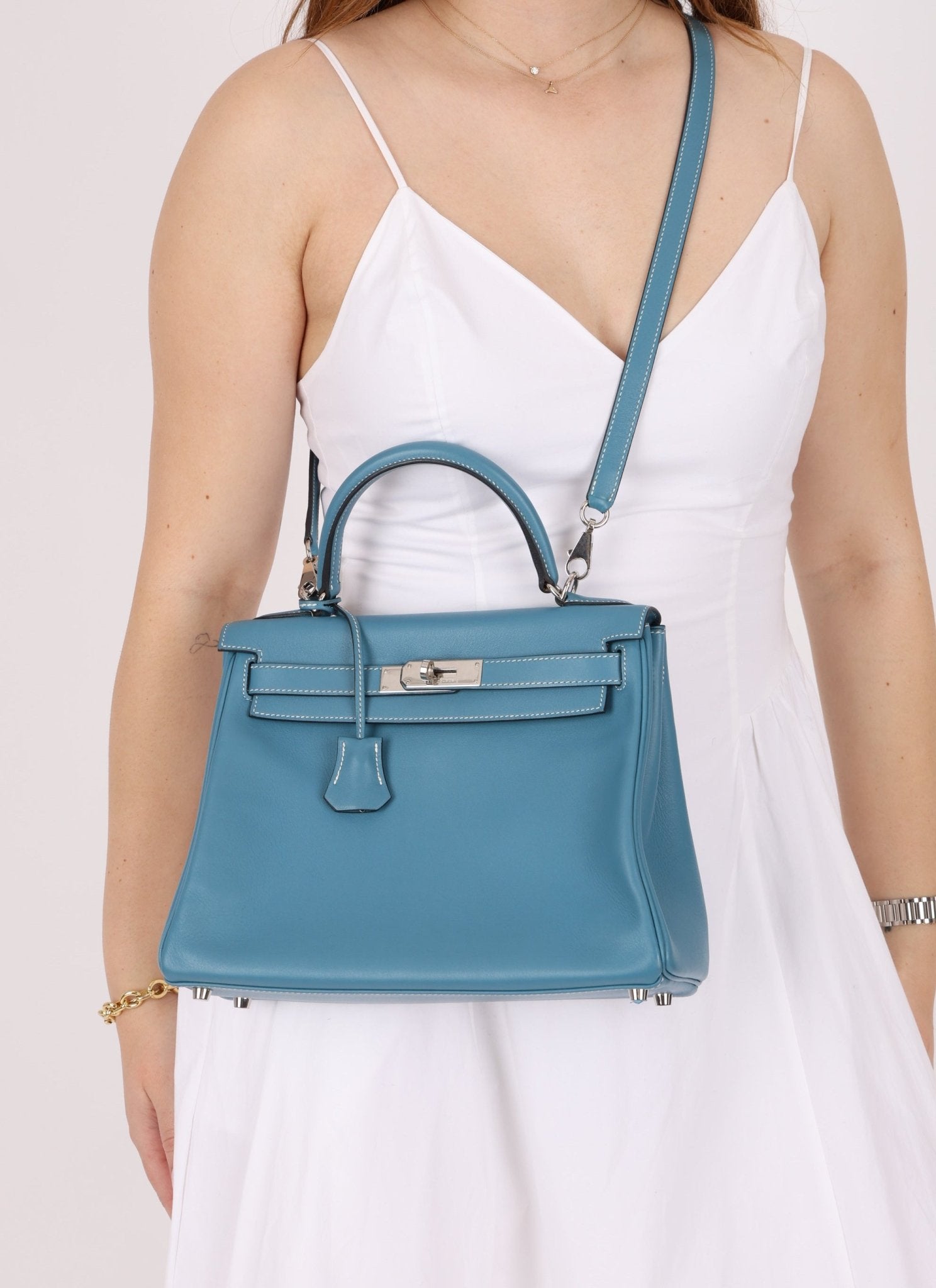 Hermès 2006 Bleu Jean Swift Retourne Kelly 28 PHW - FashioNica