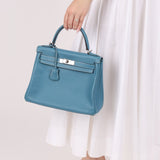 Hermès 2006 Bleu Jean Swift Retourne Kelly 28 PHW - FashioNica