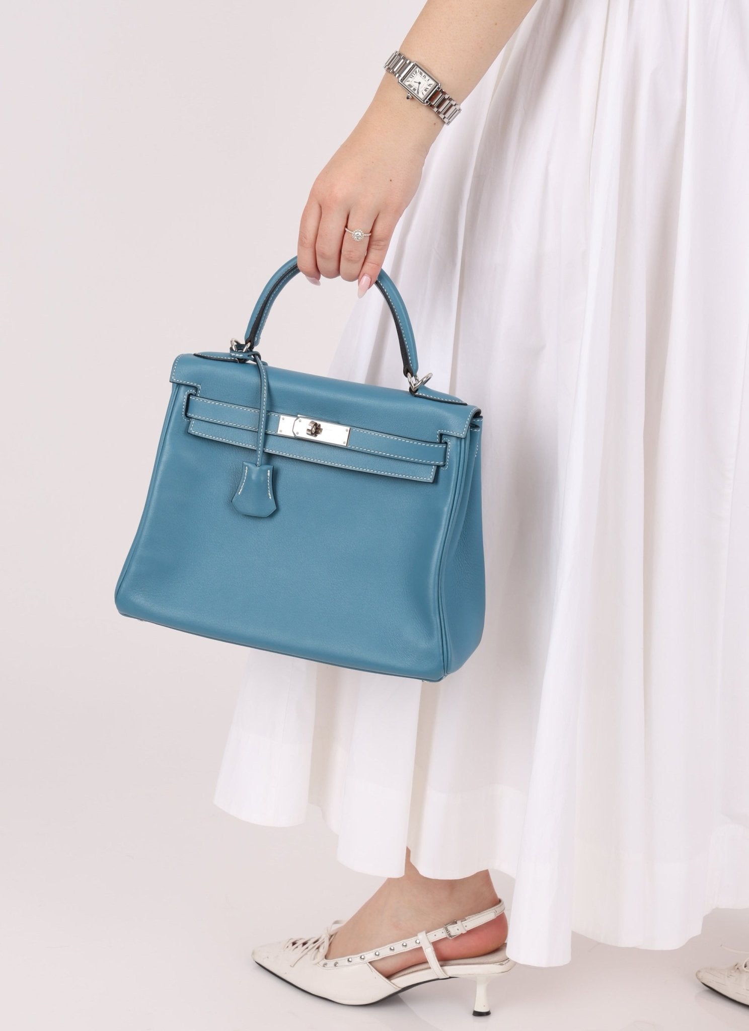 Hermès 2006 Bleu Jean Swift Retourne Kelly 28 PHW - FashioNica