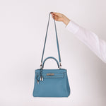 Hermès 2006 Bleu Jean Swift Retourne Kelly 28 PHW - FashioNica