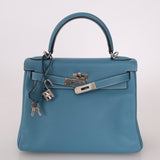 Hermès 2006 Bleu Jean Swift Retourne Kelly 28 PHW - FashioNica