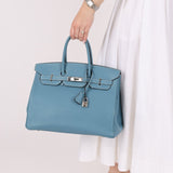 Hermès 2007 Bleu Jean Epsom Birkin 35 PHW - FashioNica