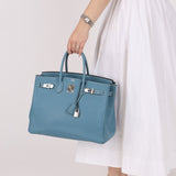 Hermès 2007 Bleu Jean Epsom Birkin 35 PHW - FashioNica