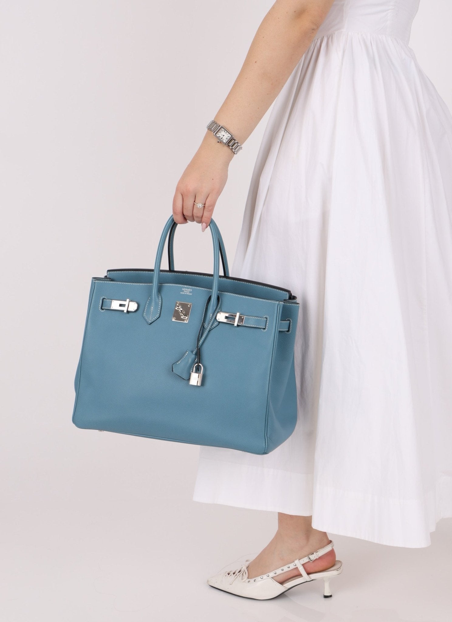Hermès 2007 Bleu Jean Epsom Birkin 35 PHW - FashioNica