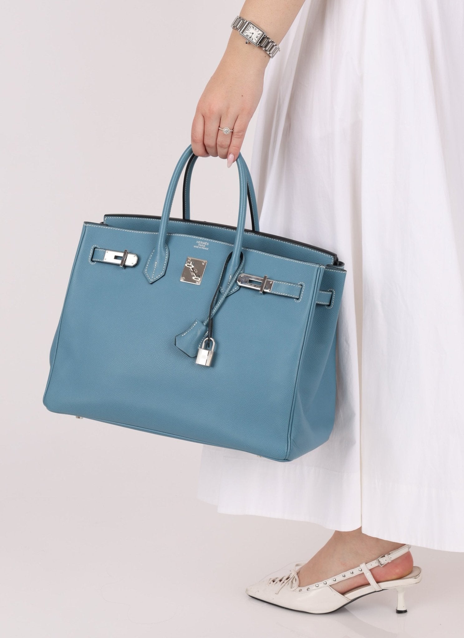 Hermès 2007 Bleu Jean Epsom Birkin 35 PHW - FashioNica