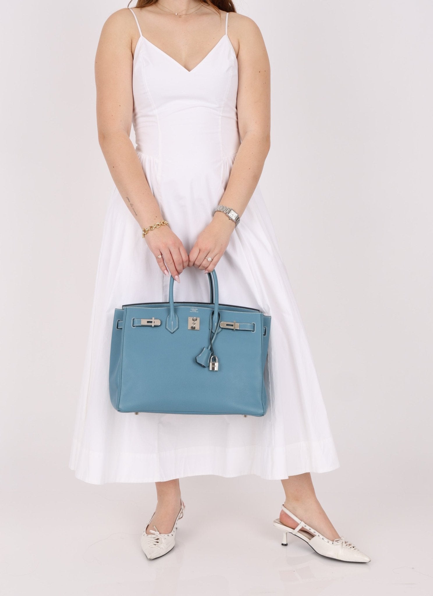 Hermès 2007 Bleu Jean Epsom Birkin 35 PHW - FashioNica