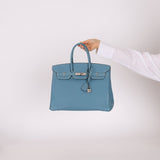 Hermès 2007 Bleu Jean Epsom Birkin 35 PHW - FashioNica
