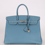 Hermès 2007 Bleu Jean Epsom Birkin 35 PHW - FashioNica
