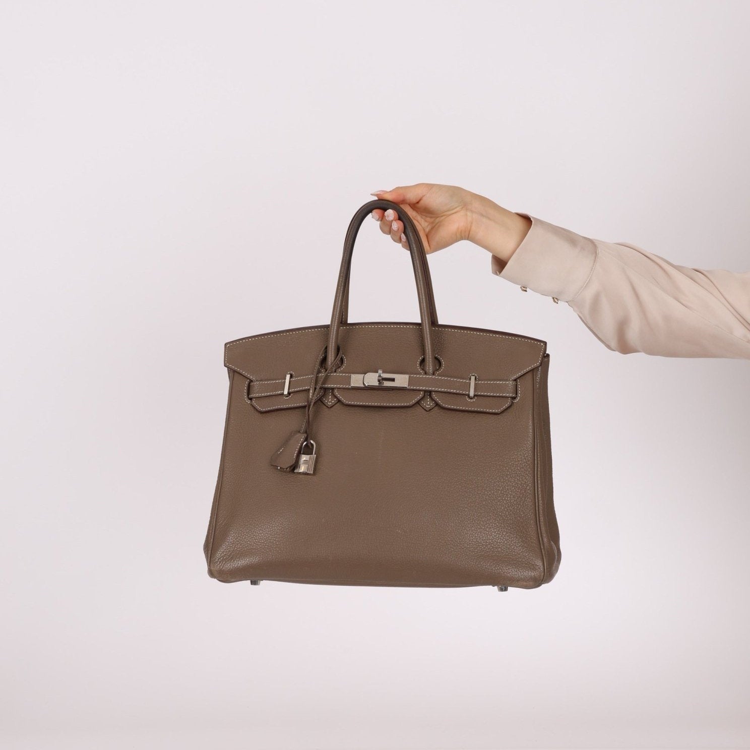 Hermès 2008 Etoupe Clemence Retourne Birkin 35 - FashioNica