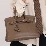 Hermès 2008 Etoupe Clemence Retourne Birkin 35 - FashioNica