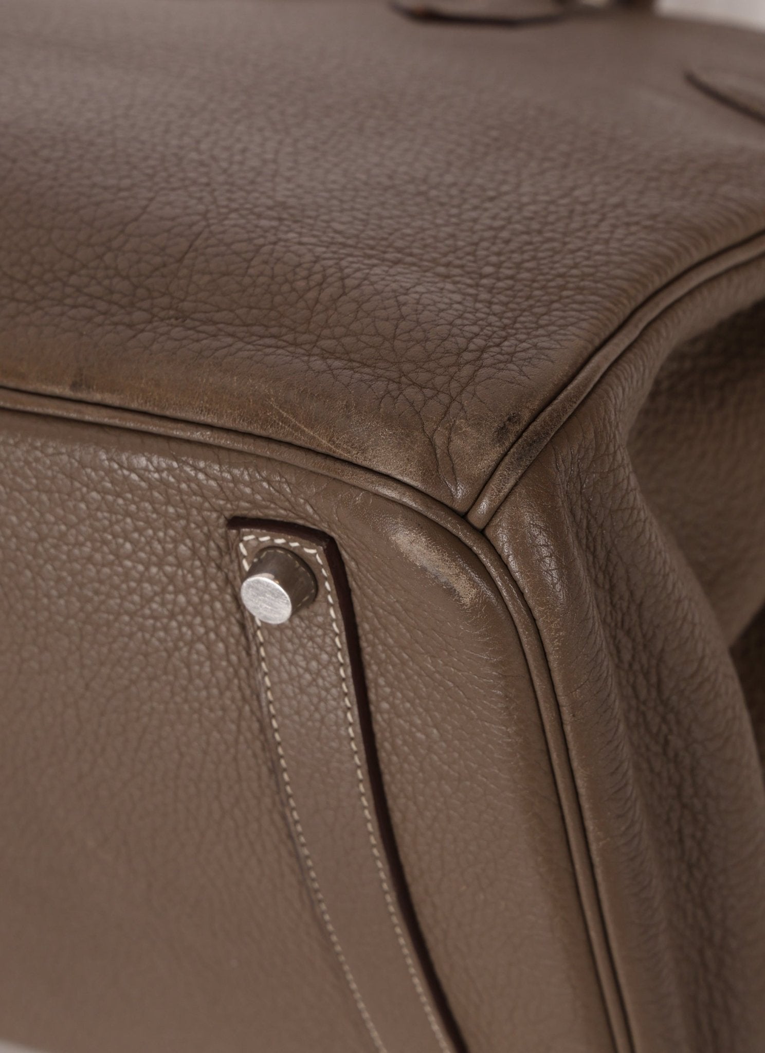 Hermès 2008 Etoupe Clemence Retourne Birkin 35 - FashioNica