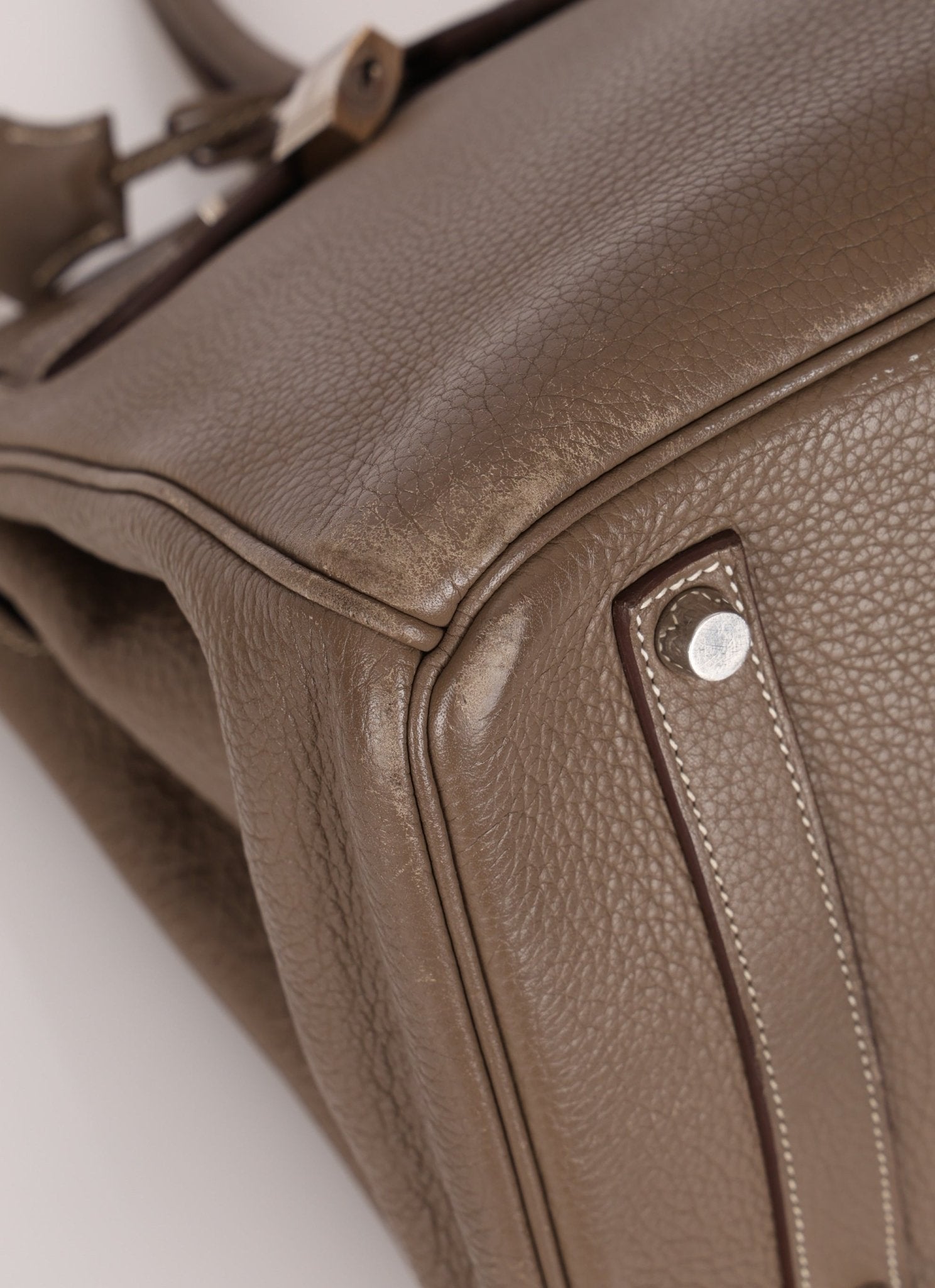 Hermès 2008 Etoupe Clemence Retourne Birkin 35 - FashioNica