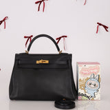 Hermès 2009 Noir Swift Kelly 32 GHW - FashioNica