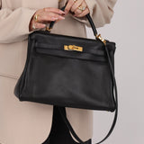 Hermès 2009 Noir Swift Kelly 32 GHW - FashioNica