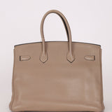 Hermès 2010 Gris Tourterelle Clemence Birkin 35 Retourne GHW - FashioNica